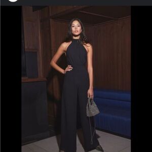 Dynamite Black Halter Neck Jumpsuit with Wide-Leg Design